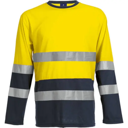 150g Long Sleeve Safety T-Shirt Navy-Yellow